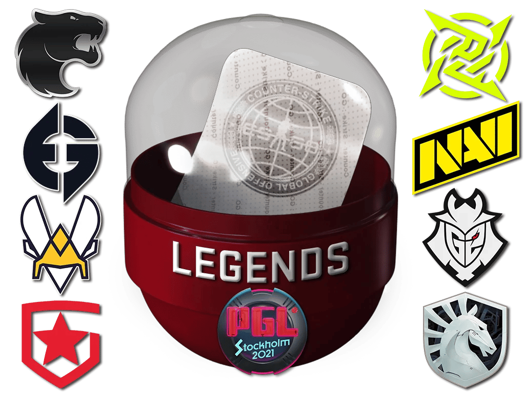 Pojemnik z naklejką legendy PGL Stockholm 2021