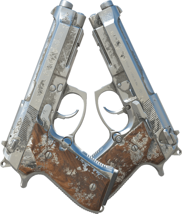 Preview image 1 of Dual Berettas | Silver Pour (Battle-Scarred)