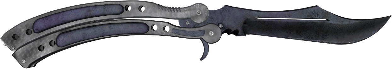 Preview image 2 of Cuchillo Mariposa ★ | Azul metalizado (Bastante desgastado)