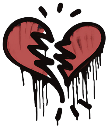 Graffito sigillato | Cuore spezzato (Rosso sangue)