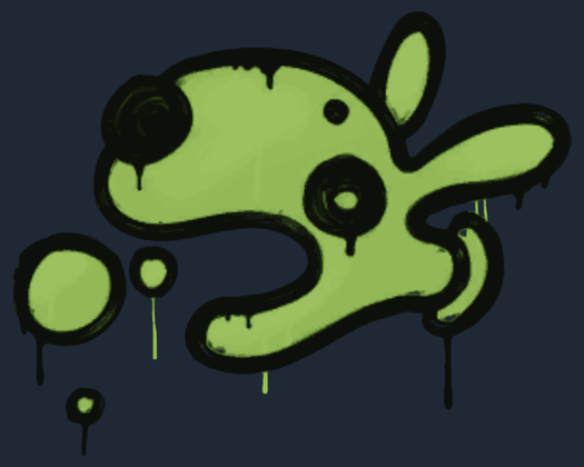 Zalakowane graffiti | Popdog (kreślarska żółć)