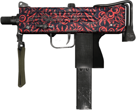 MAC-10 | Rotes Filigranwerk (Kampfspuren)