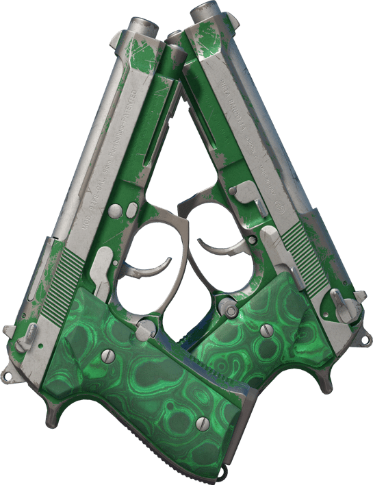 Preview image 1 of Dual Berettas | Malaquita pulida (Bastante desgastado)