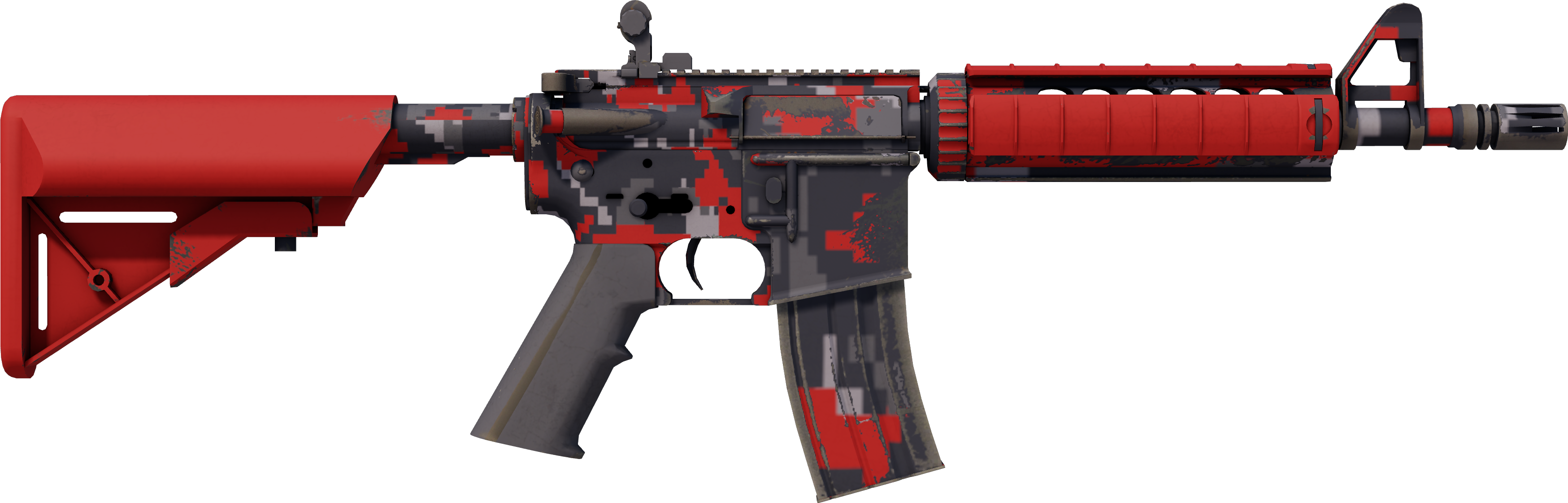 Preview image 2 of M4A4 | 빨간색 디지털 위장 무늬 (막 출고된)