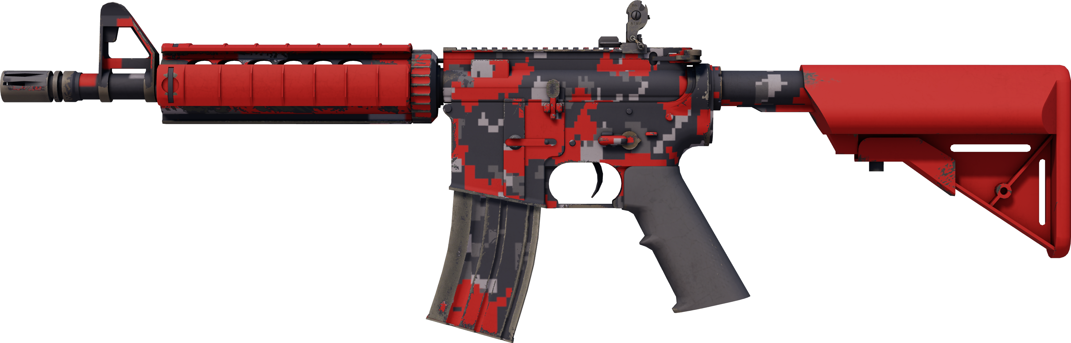 Preview image 1 of M4A4 | 빨간색 디지털 위장 무늬 (막 출고된)