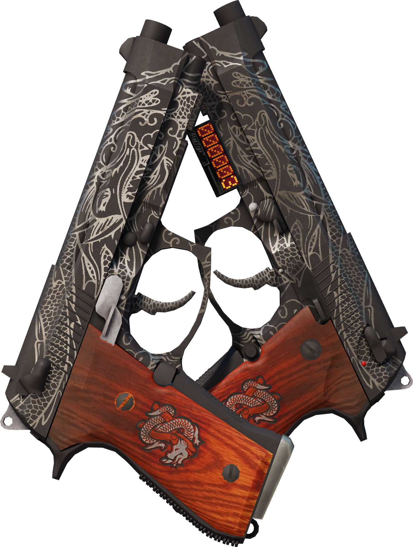 Preview image 1 of StatTrak™ Dual Berettas | Duel de dragons (Marquée par les combats)