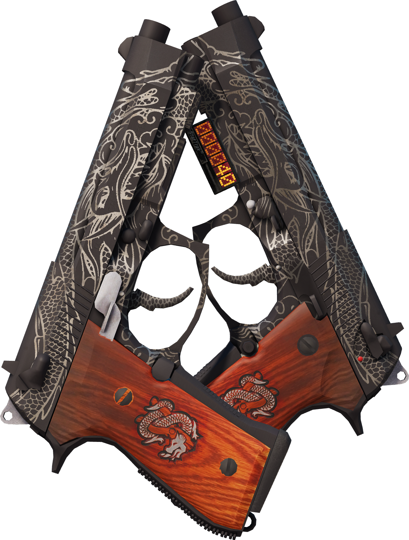 Preview image 1 of StatTrak™ Dual Berettas | Duel de dragons (Neuve)
