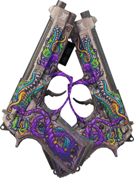 Preview image 2 of StatTrak™ Dual Berettas | Flora Carnivora (Battle-Scarred)