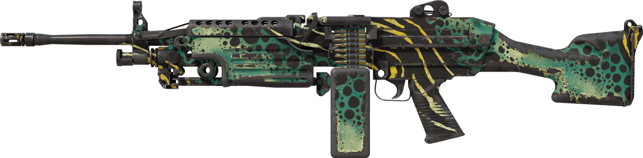 Preview image 1 of StatTrak™ M249 | Emerald Poison Dart (มีรอยถลอกอย่างมาก)