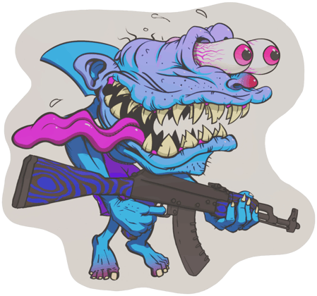 Sticker | 총잡이 파란 상어